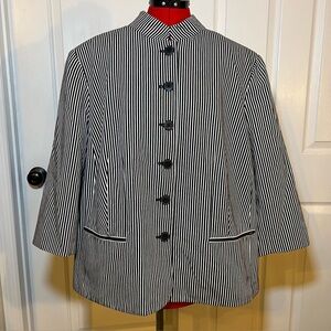 Chaps Black & White Striped 3/4 Sleeve Women’s Blazer Size 24W